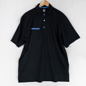 FootJoy Polo Shirt Mens Sz Large Black Golf Short Sleeve Stretch Knit Quick Dry